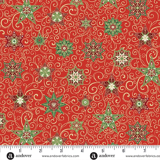 Adorn - Star - Red by Makoveruk for Andover Fabrics - Image 1
