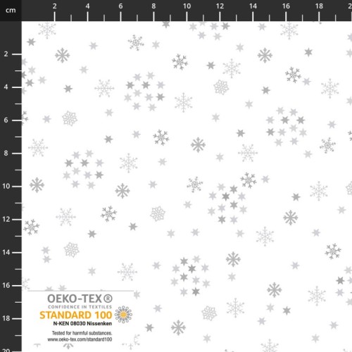 Snow Crystal - Stars and Snowflakes - White/Silver by Stoffabrics - Image 1