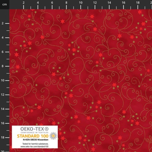 Snow Crystal - Stars and Swirls - Burgundy/Gold by Stoffabrics - Image 1